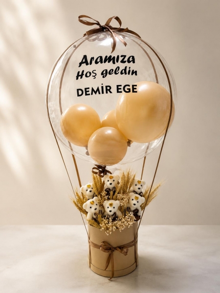 yeni doğan şeffaf balon kutu arajmanı erkek