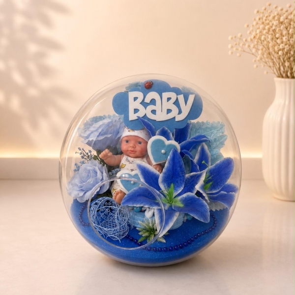 yeni doğan bebek arajmanı yuvarlar fanusda büyük boy