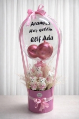 yeni doğan şeffaf balon kutu arajmanı kız